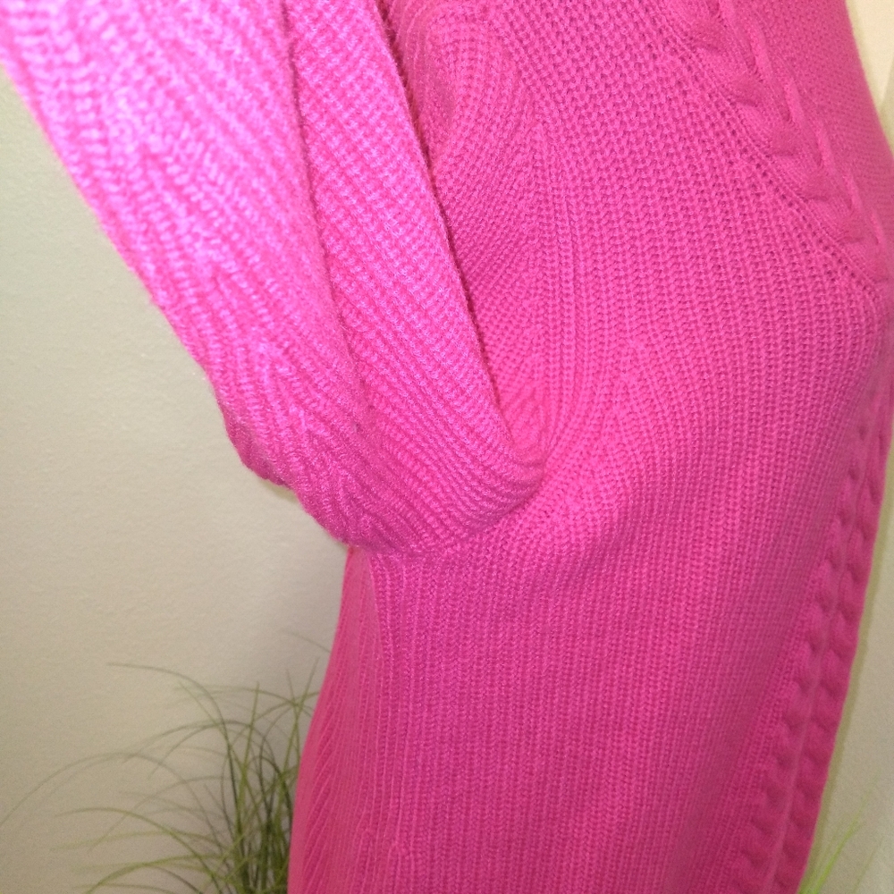 TALBOTS Women's XL Pink Cable Knit Long Sleeve Sweater - Picture 7 of 13